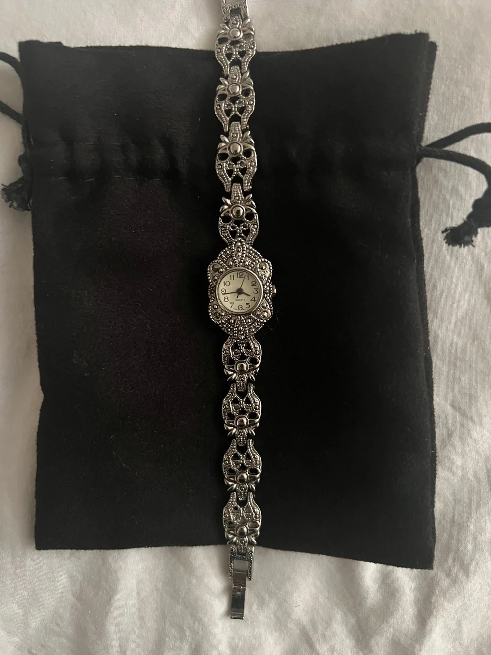 Silver Floral Filigree Women’s Bracelet Watch
